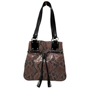 Sharif Studio made in the USA Genuine leather drawstring snake skin handbag